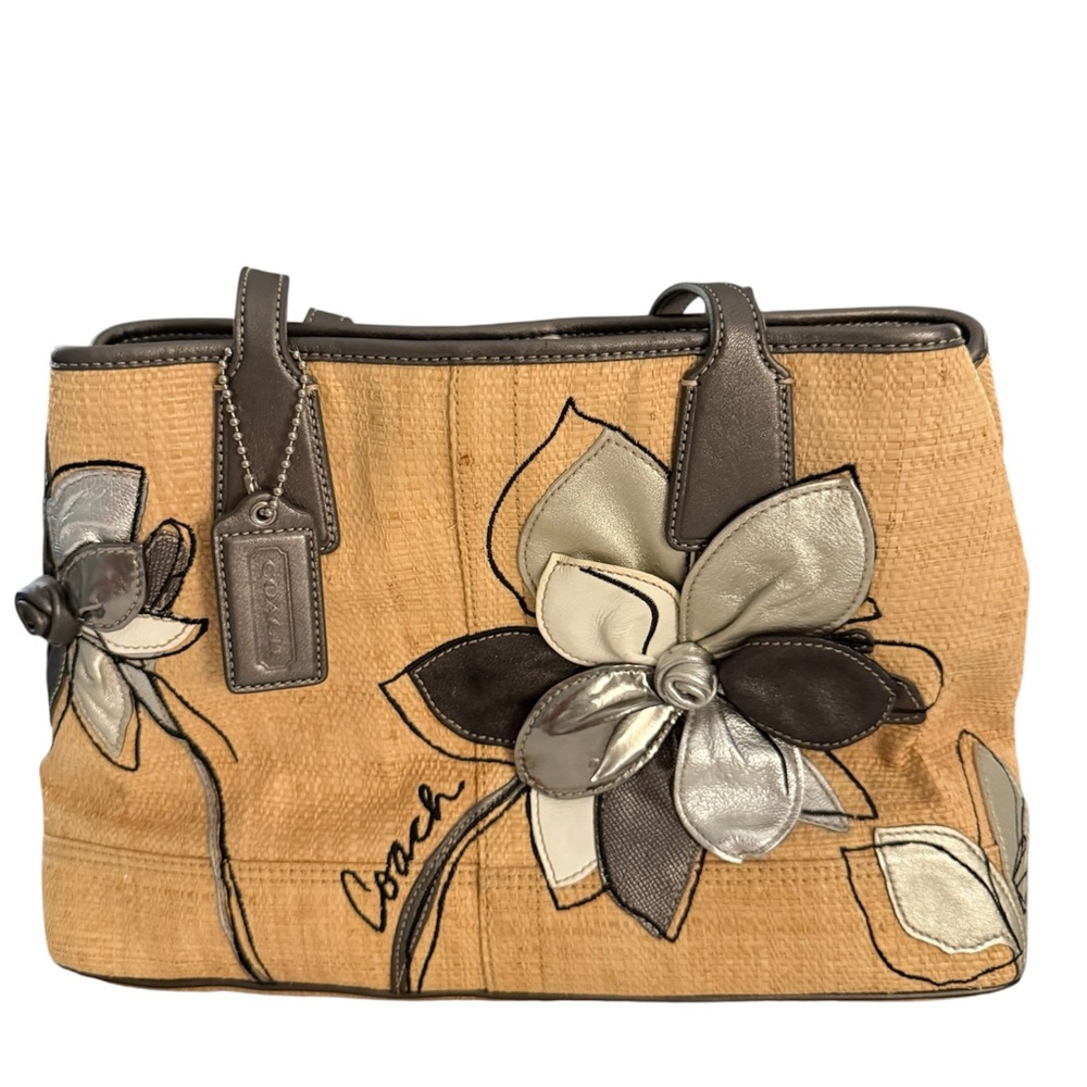 Coach Tan and Silver Elegant Tote